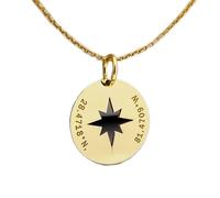 LKBEADS Collana in argento sterling 925 da 28 mm | catena da 18 pollici | ciondolo stella polare placcato | coordinate incise || gioielli placcati in oro | 00295