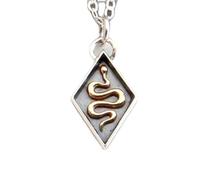 LKBEADS Collana in argento sterling 925 e bronzo a forma di serpente. Piccolo ciondolo a forma di rettile con scatola ombra. Gioiello in metallo misto con ciondolo curativo, regalo, totem animale