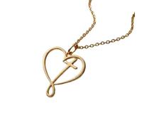 LKBEADS Collana minimalista con ciondolo a forma di cuore e croce in argento sterling 925 con catena a maglia fine da 45 cm e ciondolo placcato oro. Gioiello ricco di significato |LKD_3DM_00621