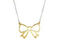 LKBEADS Collana minimalista con ciondolo a forma di fiocco in argento sterling 925 con catena a maglia fine da 45 cm e ciondolo placcato oro. Gioiello ricco di significato |LKD_3DM_00860