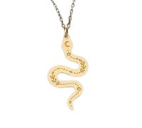 LKBEADS Collana minimalista con ciondolo a forma di serpente in argento sterling 925 con catena a maglia fine da 45 cm e ciondolo placcato oro. Gioiello ricco di significato |LKD_3DM_00349