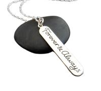 LKBEADS Collana piccola in argento sterling 925 "per sempre e sempre, ciondolo romantico con citazione ispiratrice, regalo d'amore | con catena da 18 pollici | placcato argento | L_PN_0291