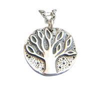 LKBEADS Collana rustica con albero della vita in argento sterling 925. Gioielli naturali. Boho. Ciondolo bohémien. Anticato. Ossidato. Regalo quotidiano per lei | Con catena da 18 pollici | Placcato