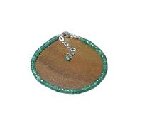 LKBEADS emerald 2mm rondelle faceted gemstone beads adjustable link bracelet with 925 sterling silver - silver plated lock gemstone clasp bracelet - stacking bracelet for women/men