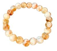 LKBEADS gemma di citrino naturale 8 mm | pietra rotonda a taglio liscio | pietra multicolore | bracciale elastico Dhan Yog | braccialetto del successo | gioielli fatti a mano | LK_WOSB_00810
