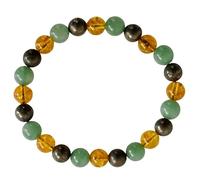 LKBEADS Gemma naturale di citrino, avventurina verde e pirite da 8 mm | Pietra rotonda a taglio liscio | Pietra multicolore | Bracciale elastico energetico | Gioielli fatti a mano | LK_WOSB_00743_8