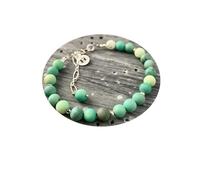 LKBEADS Matte green moss opal rondelle 7-8mm smooth 7inch Sterling Silver Stacking Beaded Bracelet, Simple Layering, Dainty Gemstone Bracelet, Fine Jewelry, Minimalist,