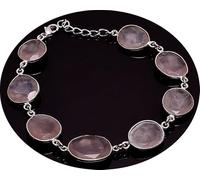 LKBEADS Natural Rose Quartz coin 12X11-16X14 mm faceted 7inch Sterling Silver Stacking Beaded Bracelet, Simple Layering, Dainty Gemstone Bracelet, Fine Jewelry, Minimalist,