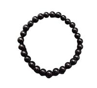 LKBEADS Natural Whitby Jet 6 mm rondelle smooth 7 pollici Semi-Precious Gemstones Beaded Bracelets for Men Women Healing Crystal Stretch Beaded Bracelet Unisex, Free, Gemstone, Whitby Jet