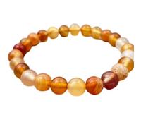 LKBEADS pietra preziosa corniola naturale 8 mm | forma rotonda, pietra taglio liscio | 7 pollici | gemma multicolore | braccialetto elastico energetico | braccialetto del coraggio | LSB_02009