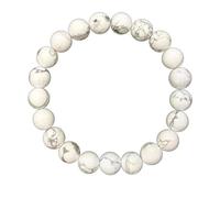 LKBEADS Pietra preziosa howlite naturale da 8 mm | forma rotonda, taglio liscio | colore bianco | bracciale elastico rilassante | bracciale della pazienza | gioielli fatti a mano | LK_WOSB_00791_7.5
