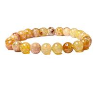 LKBEADS pietra preziosa naturale di agata gialla di fuoco da 8 mm | forma rotonda, pietra dal taglio liscio | 7 pollici | gemma di colore giallo | braccialetto elastico energetico | LSB_01287