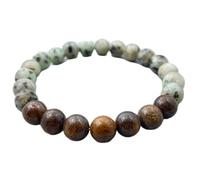 LKBEADS pietra preziosa naturale di bronzite e diaspro kiwi da 8 mm | forma rotonda, pietra a taglio liscio | 7 pollici | gemma multicolore | braccialetto elastico energetico | LSB_01714
