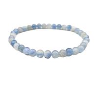 LKBEADS pietra preziosa naturale di cianite blu da 4 mm | forma rotonda, pietra a taglio liscio | 7 pollici | gemma multicolore | braccialetto elastico energetico | braccialetto curativo | LSB_01201
