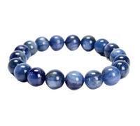 LKBEADS pietra preziosa naturale di cianite da 10 mm | forma rotonda, pietra a taglio liscio | 7 pollici | gemma di colore blu | braccialetto elastico energetico | braccialetto curativo | LSB_00985