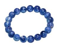 LKBEADS pietra preziosa naturale di cianite da 10 mm | forma rotonda, pietra a taglio liscio | 7 pollici | gemma di colore blu | braccialetto elastico energetico | braccialetto curativo | LSB_00713