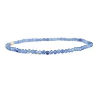 LKBEADS pietra preziosa naturale di cianite da 3,5 mm | forma rotonda, pietra sfaccettata | 7 pollici | gemma di colore blu | braccialetto elastico energetico | braccialetto curativo | LSB_00841