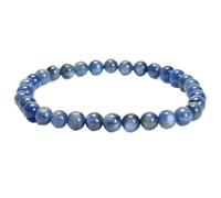 LKBEADS pietra preziosa naturale di cianite da 6 mm | forma rotonda, pietra a taglio liscio | 7 pollici | gemma di colore blu | braccialetto elastico energetico | braccialetto curativo | LSB_01050