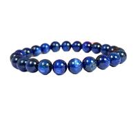 LKBEADS pietra preziosa naturale di cianite da 8 mm | forma rotonda, pietra a taglio liscio | 7 pollici | gemma di colore blu | braccialetto elastico energetico | braccialetto curativo | LSB_01447