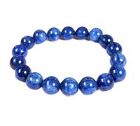 LKBEADS pietra preziosa naturale di cianite da 8 mm | forma rotonda, pietra a taglio liscio | 7 pollici | gemma di colore blu | braccialetto elastico energetico | braccialetto curativo | LSB_01466