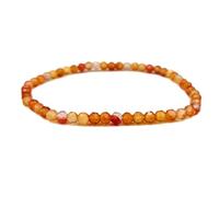 LKBEADS pietra preziosa naturale di corniola da 4 mm | forma rotonda, pietra sfaccettata | 7 pollici | gemma color arancione | braccialetto elastico energetico | braccialetto del coraggio | LSB_01169