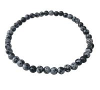 LKBEADS Pietra preziosa naturale di ossidiana fiocco di neve da 4 mm | forma rotonda, pietra dal taglio liscio | 7 pollici | gemma multicolore | braccialetto elastico energetico | LSB_00646