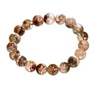 LKBEADS Pietra preziosa naturale di quarzo fantasma da 10 mm | forma rotonda, pietra a taglio liscio | 7 pollici | gemma di colore marrone | braccialetto elastico energetico | LSB_00735