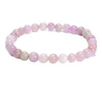 LKBEADS pietra preziosa naturale kunzite 6 mm | forma rotonda, pietra a taglio liscio | 7 pollici | gemma di colore rosa | braccialetto elastico energetico | braccialetto curativo | LSB_01039