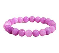 LKBEADS pietra preziosa naturale kunzite 8 mm | forma rotonda, pietra a taglio liscio | 7 pollici | gemma color viola | braccialetto elastico energetico | braccialetto curativo | LSB_02131