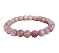 LKBEADS pietra preziosa naturale kunzite 8 mm | forma rotonda, pietra a taglio liscio | 7 pollici | gemma di colore rosa | braccialetto elastico energetico | braccialetto curativo | LSB_00081