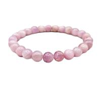 LKBEADS pietra preziosa naturale kunzite 8 mm | forma rotonda, pietra a taglio liscio | 7 pollici | gemma di colore rosa | braccialetto elastico energetico | braccialetto curativo | LSB_01196