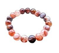 LKBEADS Quarzo di fuoco naturale e quarzo ematoide rosso gemma 8 mm | Pietra rotonda a taglio liscio | Pietra multicolore | Bracciale elastico energetico | Gioielli fatti a mano | LK_WOSB_00178_7.5