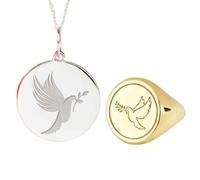 LKBEADS Set di gioielliforma di colomba della pace e anello con sigillo| LK_PCOM_0520