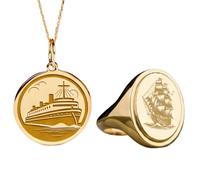 LKBEADS Set di gioielliforma di nave da crociera e veliero e anello con sigillo|LK_PCOM_0538