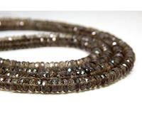 LKBEADS Smokey Quartz Faceted Heishi Beads Tyre Shape 100 Persent Natural Gemstone Size 7.5x4 mm 9.5" Inches Strand.