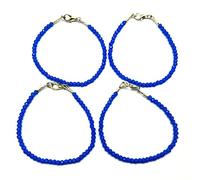 LKBEADS Unisex Blue Calcedony Rondelle Shape Faceted Cut Link Chain Stacking 7 inch Bracciale #Code (BRAC_CLA_068), 7 inch, Pietra Argento sterling Metallo, Calcedonio blu