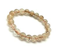 LKBEADS Unisex gem copper rutile 8mm round smooth beads stretchable 7 inch bracelet for men,women-Healing, Meditation,Prosperity,Good Luck Bracelet