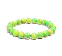 LKBEADS Unisex gem green copper turquoise 8mm round smooth beads stretchable 7 inch bracelet for men,women-Healing, Meditation,Prosperity,Good Luck Bracelet