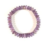 LKBEADS Unisex gem lepidolite 8mm rondelle smooth beads stretchable 7 inch bracelet for men,women-Healing, Meditation,Prosperity,Good Luck Bracelet
