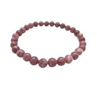 LKBEADS Unisex gem lepidolite 8mm round smooth beads 7 inch stretchable bracelet for men,women- Good Luck Bracelet