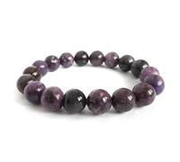 LKBEADS Unisex gem lepidolite quartz 10mm round smooth beads stretchable 7 inch bracelet for men,women-Healing, Meditation,Prosperity,Good Luck Bracelet