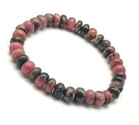 LKBEADS Unisex gem rhodochrosite 4x7.5-5.5x8mm rondelle smooth beads stretchable 7 inch bracelet for men,women-Healing, Meditation,Prosperity,Good Luck Bracelet
