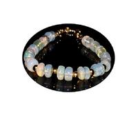 LKBEADS White Opal rondelle 7-8mm smooth 7inch Sterling Silver Stacking Beaded Bracelet, Simple Layering, Dainty Gemstone Bracelet, Fine Jewelry, Minimalist,