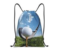 LKBNMCVRE Sacca da golf con coulisse, leggera, in tessuto di poliestere 210D, borsa da palestra e da viaggio, con fodera impermeabile, spallacci regolabili pieghevoli, Nero , M