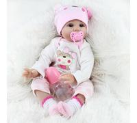 LKBOBIR Bambole Reborn Femmina 22 Pollici Realistic Vinile Silicone Morbido 55cm Reborn Babys Dolls Ragazzi e Ragazze Bambini Giocattoli bambole reborn in silicone Regali di Natale Adatto per 3 anni +