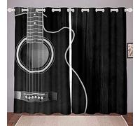 LKCD Tende Oscuranti Per Interni Musica Per Chitarra Musica Classica Nera 140X160Cm 2 Pezzi Termica Isolante Tenda Della Finestra Con Occhielli Per Soggiorno Camera Da Letto Finestre Piccole Cameretta