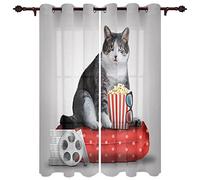 LKCD Tende Per Soggiorno Carino Animale Gatto Film 150X166Cm Tende Morbide Oscuranti E Insonorizzate - Camera Da Letto/Cucina/Sala Riunioni/Stanza Dei Bambini - Stampa Digitale 3D
