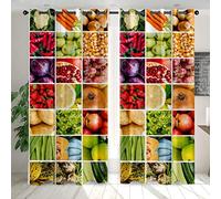 LKCD Tende Soggiorno Oscuranti Multicolor Verdure Cibo Cucina 200X214Cm 2 Pezzi, Tende Termiche Isolanti Moderne Per Finestre - Camera Dei Bambini, Camera Da Letto, Cucina