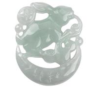 LKDCNUP Collana con talismano, Ciondolo Feng Shui, ciondolo for collana Feng Shui in giada bianca for donna, autentico coniglio di giada Yoga