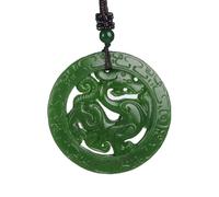 LKDCNUP Collana con talismano, Ciondolo Feng Shui, ciondolo for collana in giada verde Feng Shui for donna, autentico yoga, diaspro, segno zodiacale del drago, drago antico